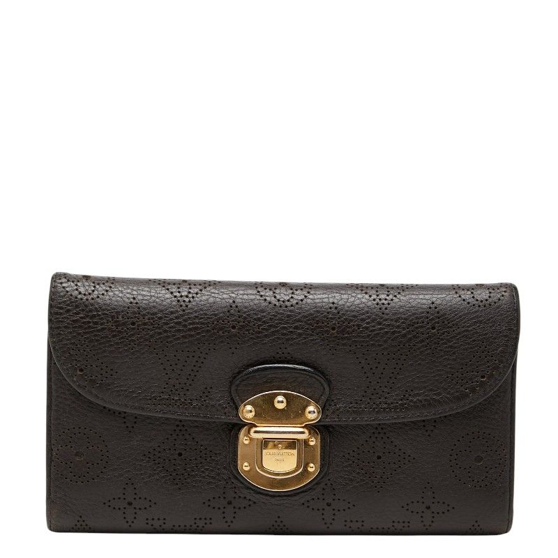 Louis Vuitton Monogram Mahina Portefeuille Amelia Trifold Wallet Dark Brown