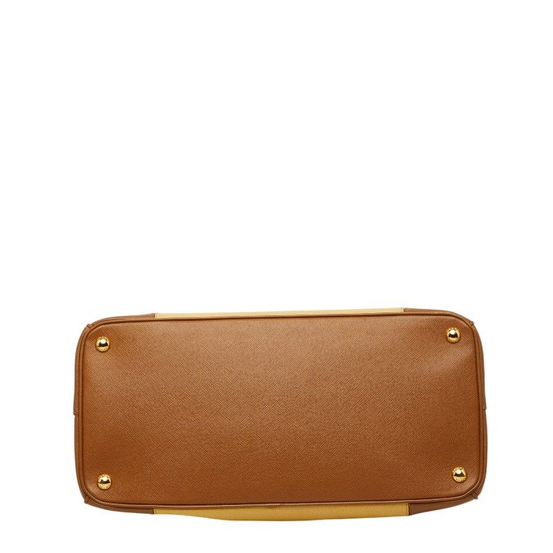 Prada Galleria Large Tote Brown Yellow Saffiano Leather — view 3
