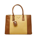 Prada Galleria Large Tote Brown Yellow Saffiano Leather