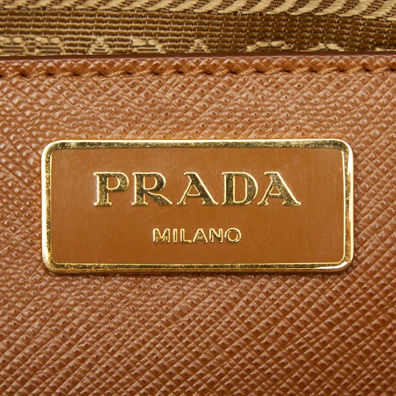 Prada Galleria Large Tote Brown Yellow Saffiano Leather — view 9