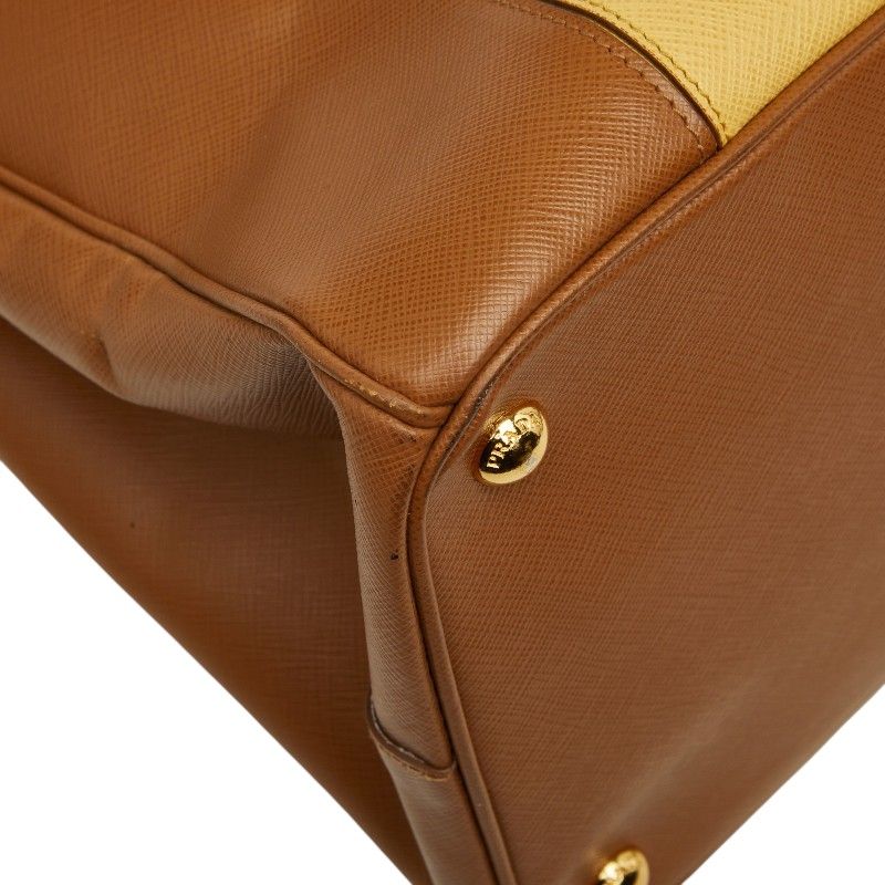Prada Galleria Large Tote Brown Yellow Saffiano Leather — view 7