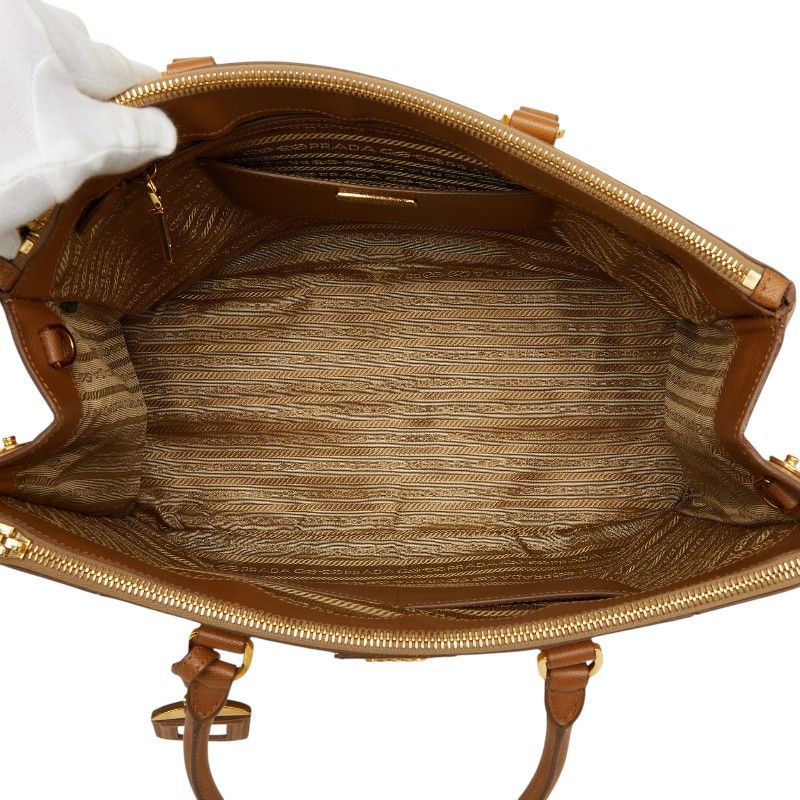 Prada Galleria Large Tote Brown Yellow Saffiano Leather — view 8