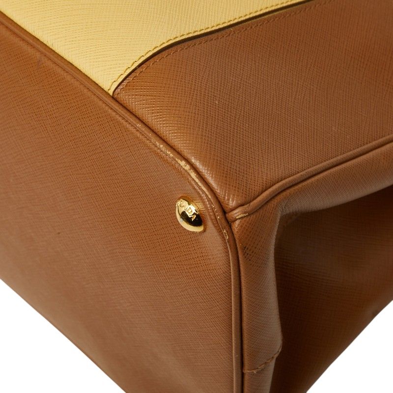 Prada Galleria Large Tote Brown Yellow Saffiano Leather — view 4