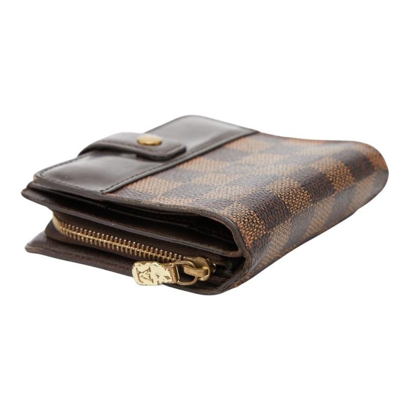 Louis Vuitton Damier Compact Zip Bifold Wallet Ebene Brown Leather — view 5