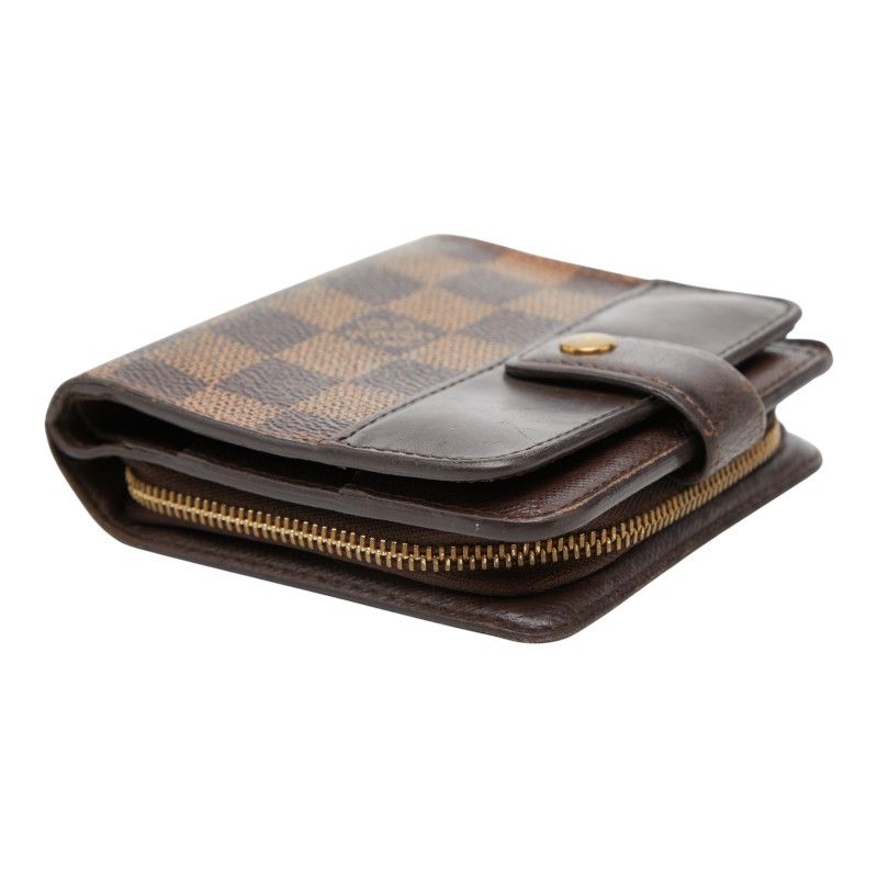 Louis Vuitton Damier Compact Zip Bifold Wallet Ebene Brown Leather — view 7