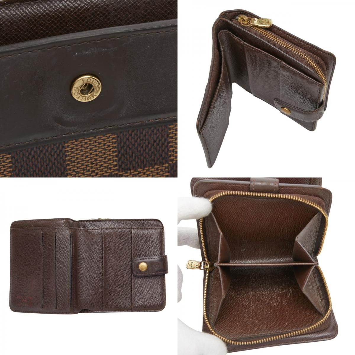 Louis Vuitton Damier Compact Zip Bifold Wallet Ebene Brown Leather — view 9