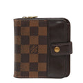 Louis Vuitton Damier Compact Zip Bifold Wallet Ebene Brown Leather