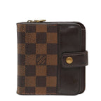 Louis Vuitton Damier Compact Zip Bifold Wallet Ebene Brown Leather