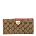 Gucci GG Canvas Heart Wallet Beige Pink