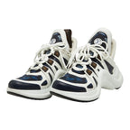 Louis Vuitton Monogram LV A-light Line 39 White Navy Brown Leather Sneaker