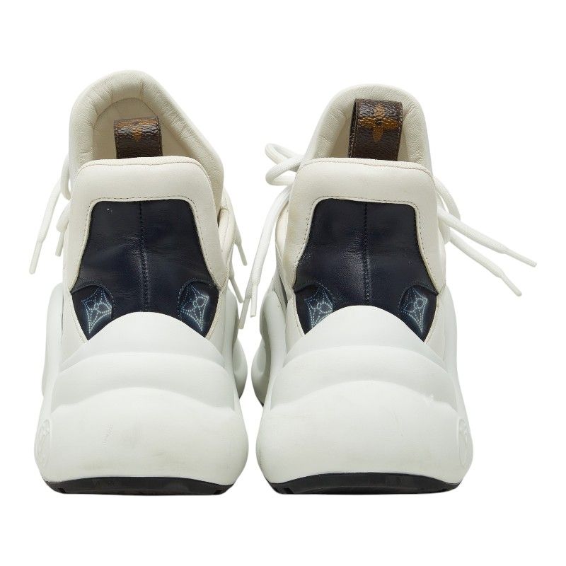 Louis Vuitton Monogram LV A-light Line 39 White Navy Brown Leather Sneaker — view 3