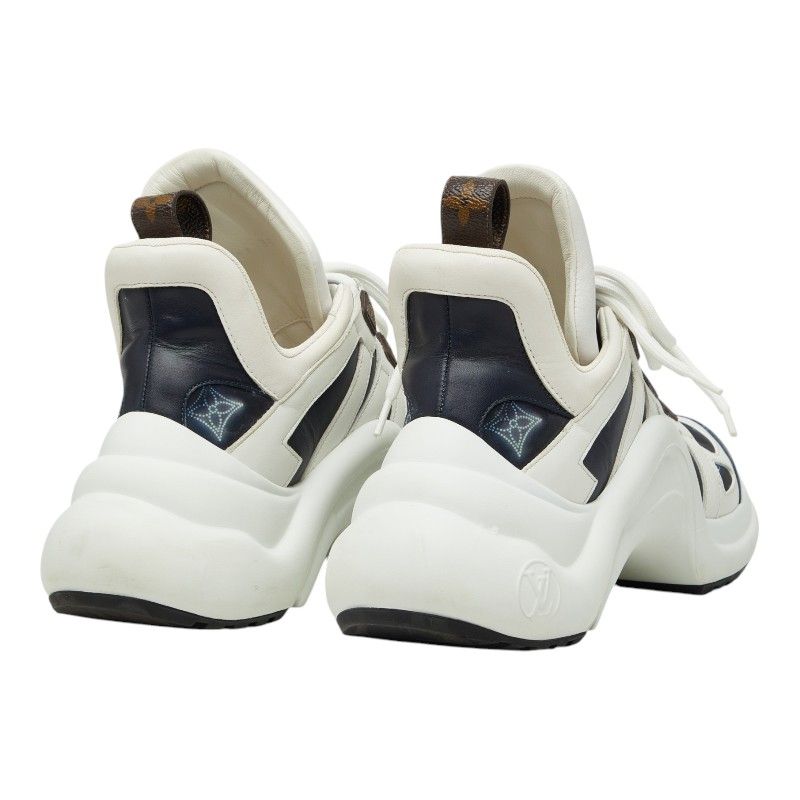 Louis Vuitton Monogram LV A-light Line 39 White Navy Brown Leather Sneaker — view 4
