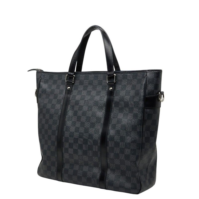 Louis Vuitton Damier Graphite Tadao Tote / Shoulder Bag / 2-Way Black Leather — view 2
