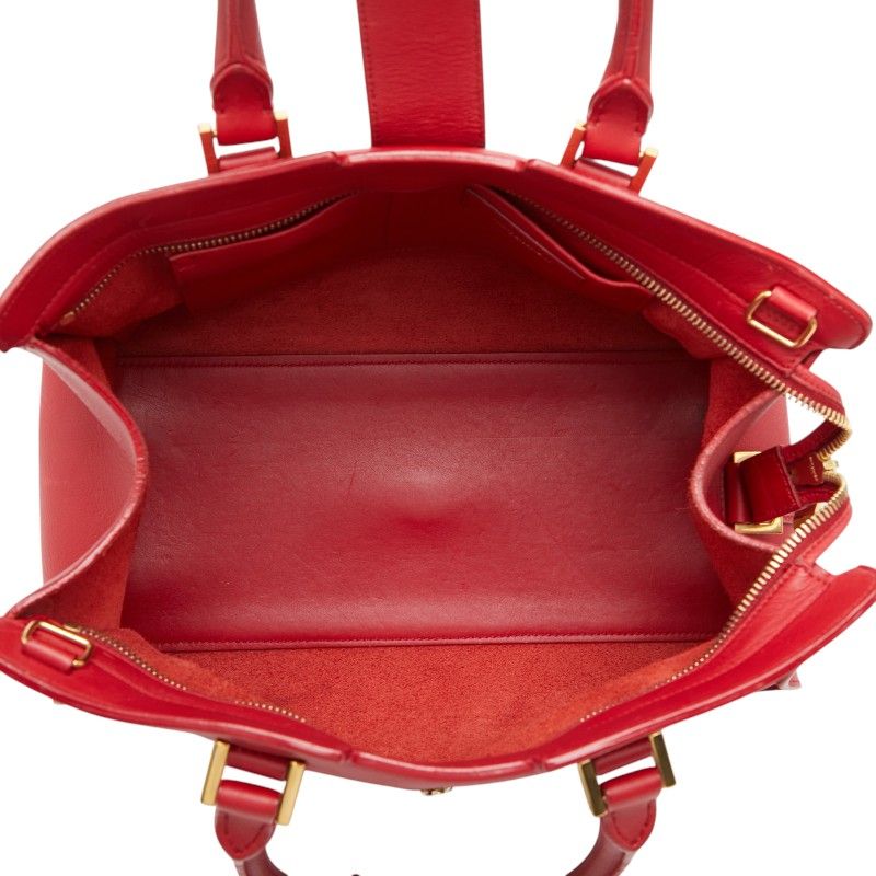 Saint Laurent Petite Cabas 2-Way Shoulder Bag Red Leather — view 8
