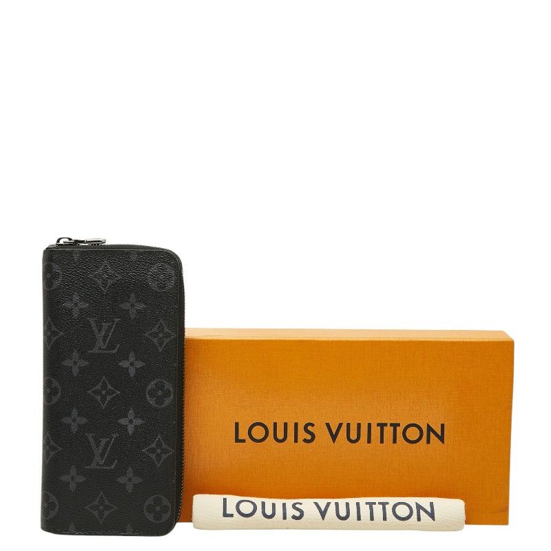 Louis Vuitton Monogram Eclipse Zippy Wallet Vertical Zip Around Black Gray — view 9