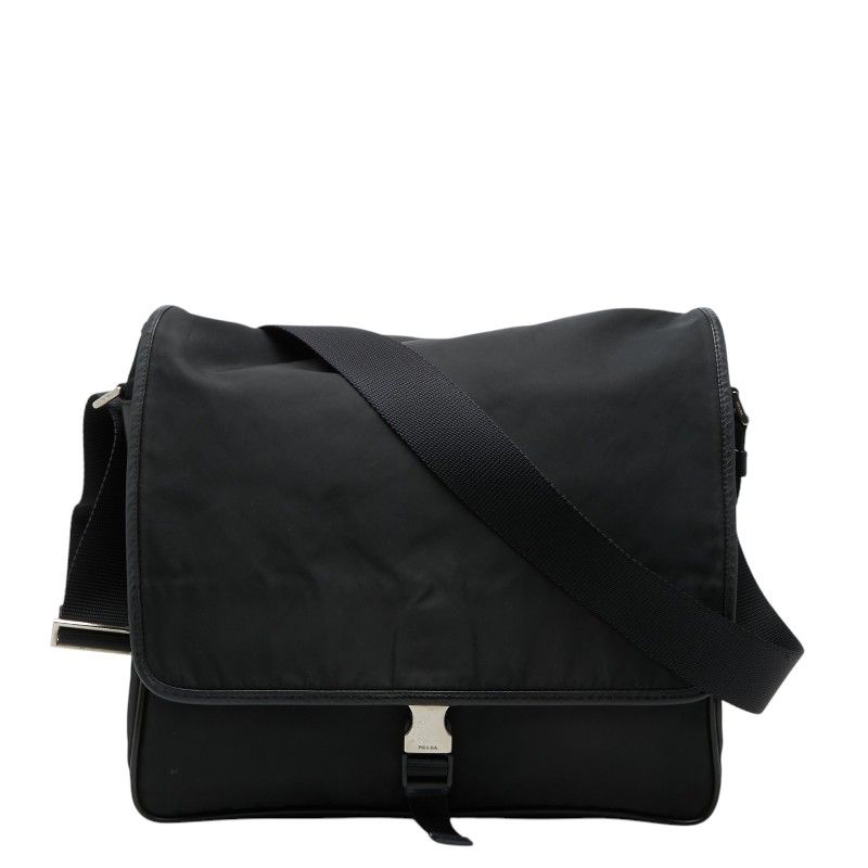 Prada Crossbody Shoulder Bag Black Nylon Leather