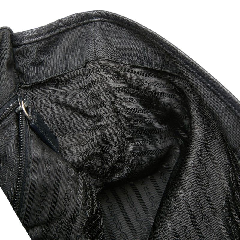 Prada Crossbody Shoulder Bag Black Nylon Leather — view 9