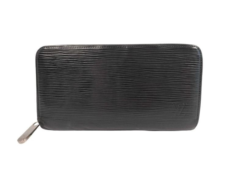 Louis Vuitton Wallet Epi Zippy Noir Leather Zip Around Silver