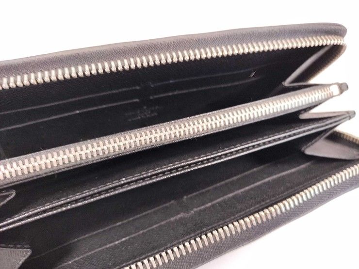 Louis Vuitton Wallet Epi Zippy Noir Leather Zip Around Silver — view 8