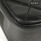 Chanel CC Logo Chain Shoulder Bag Mini Quilted Leather Black — view 3