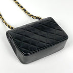 Chanel CC Logo Chain Shoulder Bag Mini Quilted Leather Black — view 2