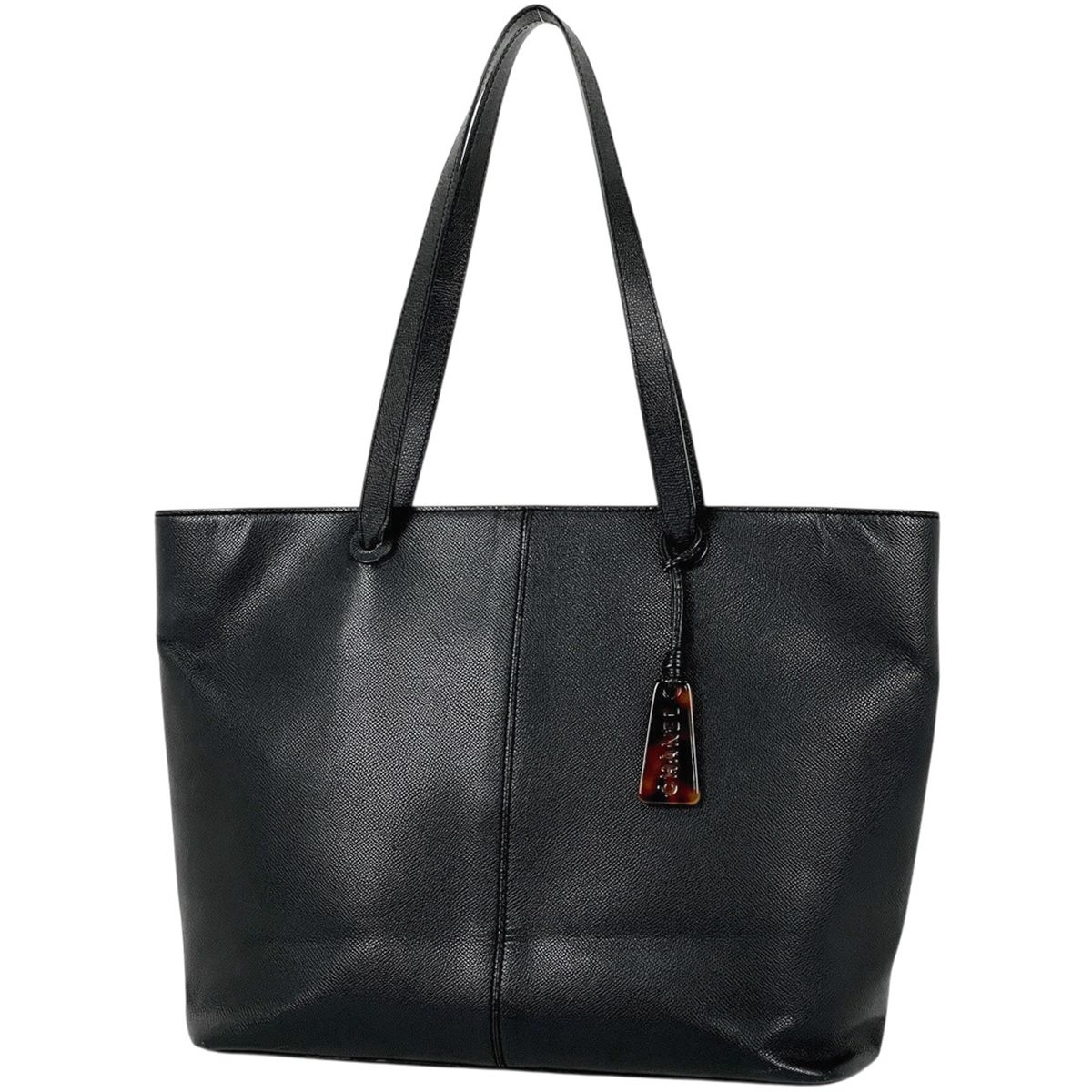 Chanel Logo Tote Leather Black