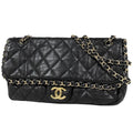 Chanel Chain Shoulder Bag CC Logo Leather Black