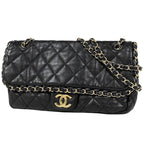 Chanel Chain Shoulder Bag CC Logo Leather Black