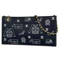Chanel CC Logo Chain Shoulder Bag Pouch Icon Print Canvas Black