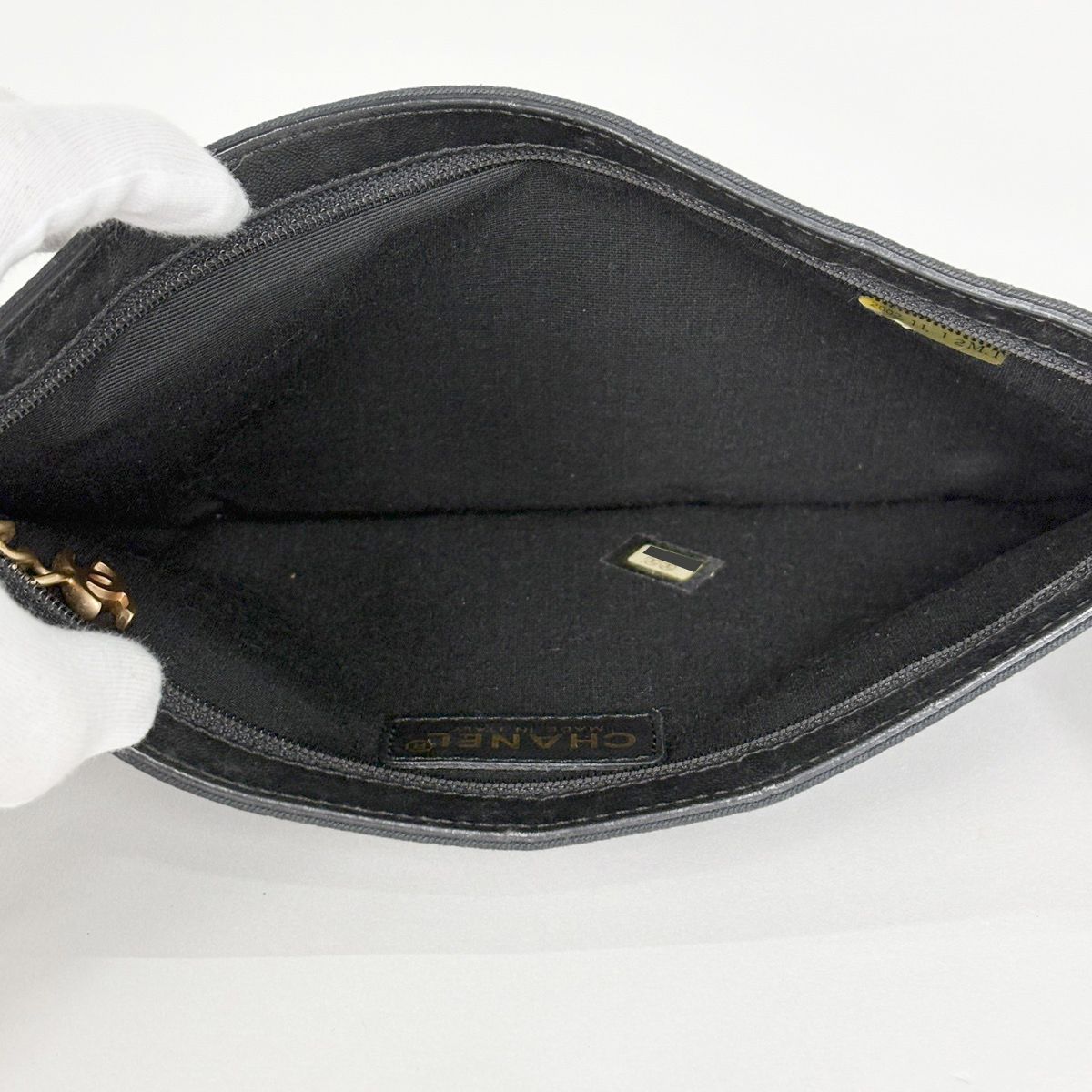 Chanel CC Logo Chain Shoulder Bag Pouch Icon Print Canvas Black — view 6