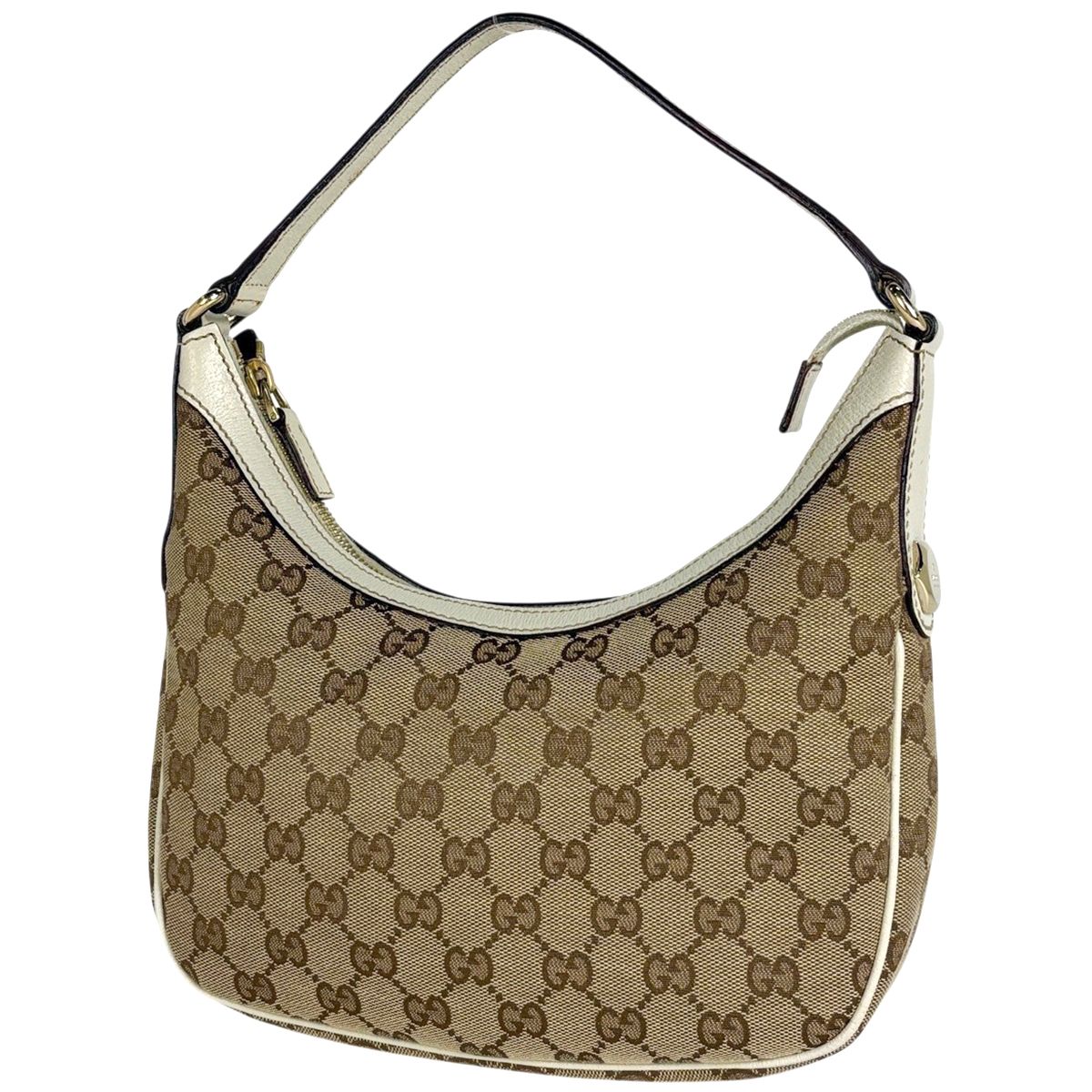 Gucci GG Pattern Shoulder Bag Canvas Beige White