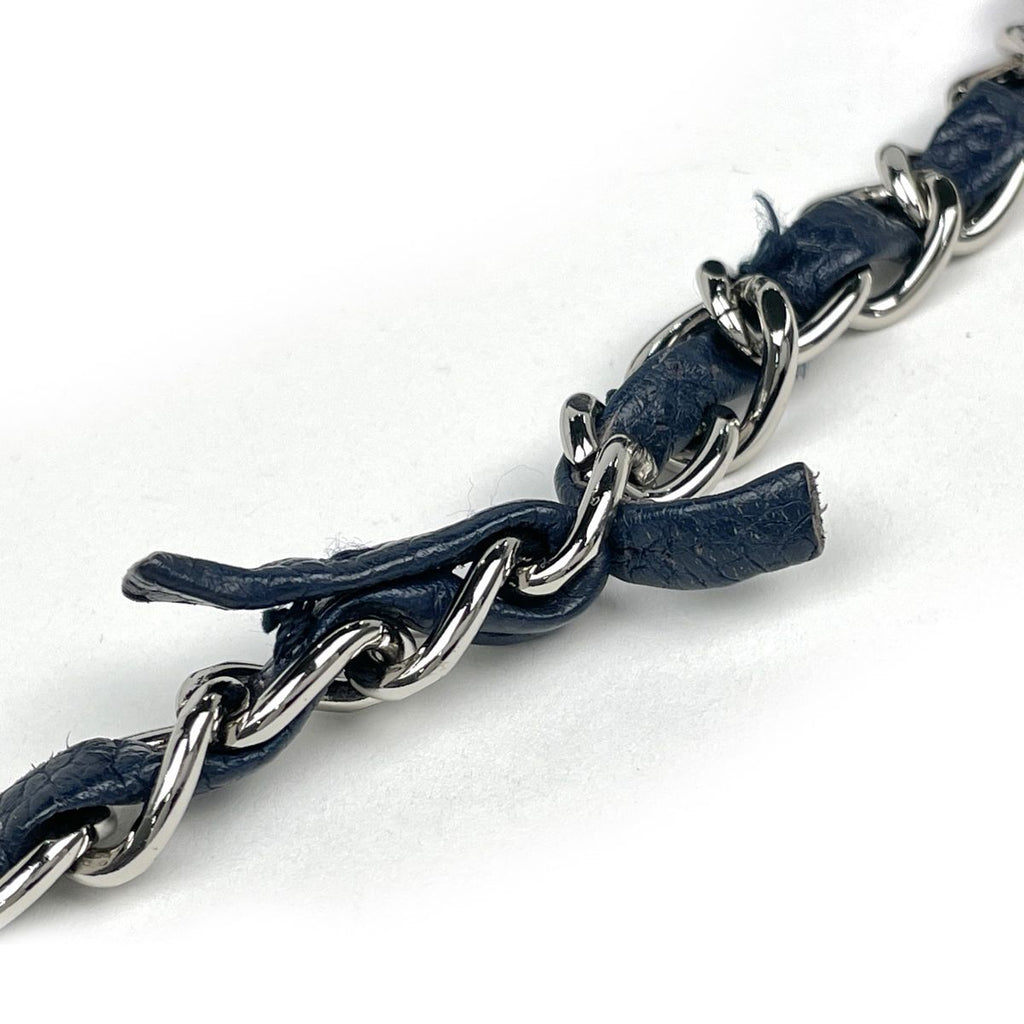 Chanel Quilted Double Flap Chain Shoulder Bag CC Logo Caviar Leather Navy — view 6