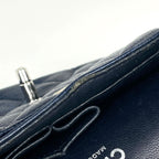 Chanel Quilted Double Flap Chain Shoulder Bag CC Logo Caviar Leather Navy — view 9