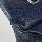 Chanel Quilted Double Flap Chain Shoulder Bag CC Logo Caviar Leather Navy — view 7