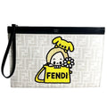 Fendi Clutch Zucca Logo Leather White