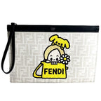 Fendi Clutch Zucca Logo Leather White