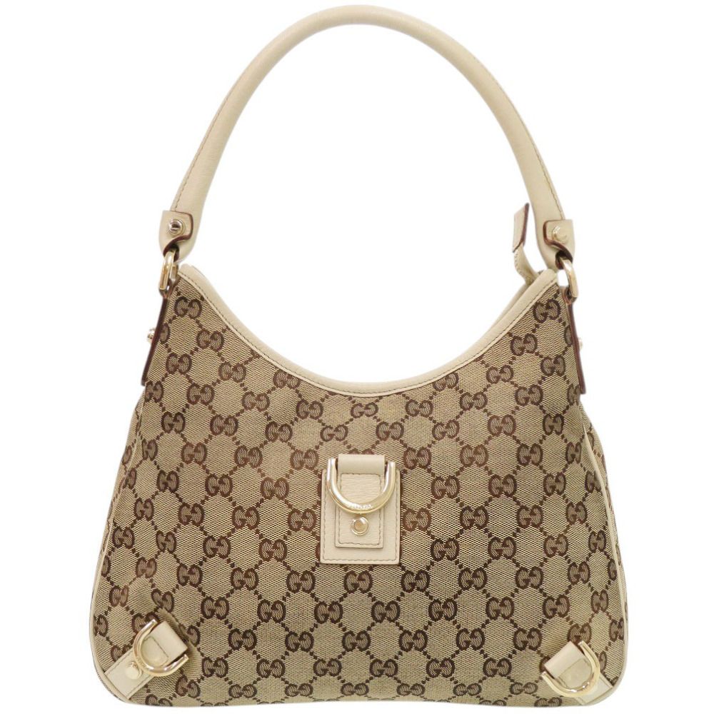 Gucci Hobo Abbey GG Canvas Leather Beige Shoulder