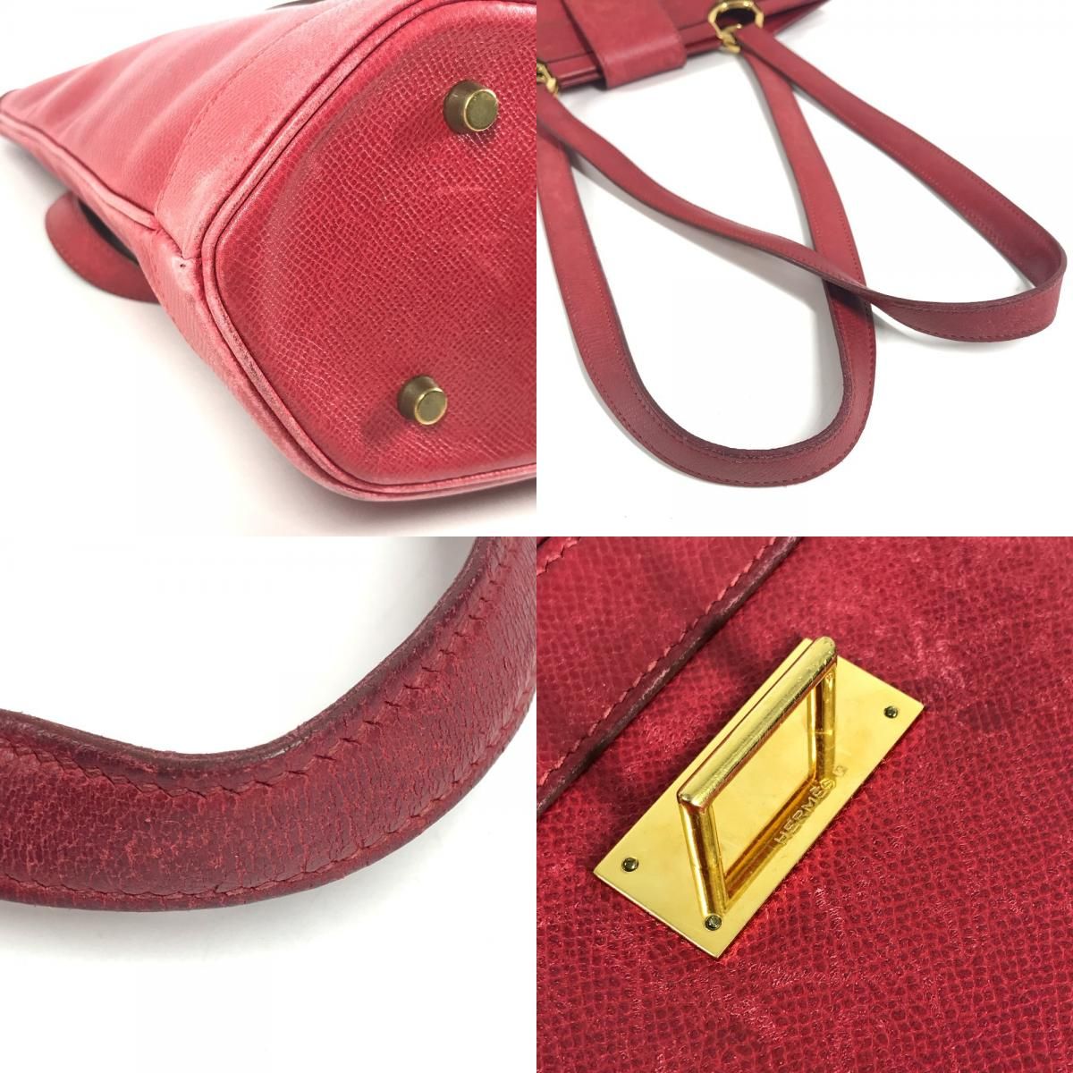 Hermes Shoulder Bag Berry Courchevel — view 7