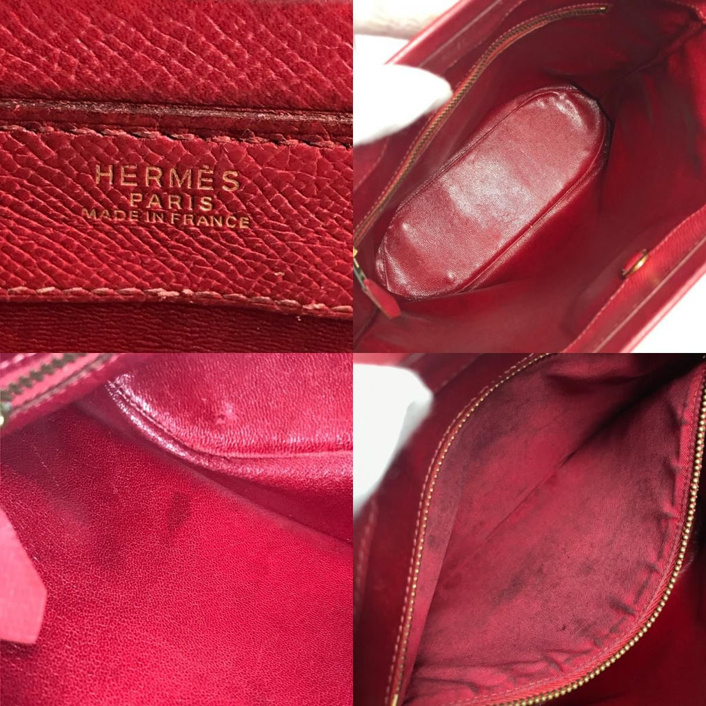 Hermes Shoulder Bag Berry Courchevel — view 8