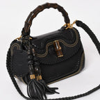 Gucci New Bamboo Leather 2-Way Giannini Wood Handle Shoulder Bag Gold — view 3
