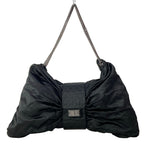 Chanel Shoulder Bag 2.55 Black Chain Silver Ribbon