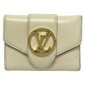 Louis Vuitton Trifold Wallet Portefeuille LV Pont Neuf Compact Cream Initial