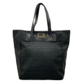 Fendi Tote Zucchino Pattern Black Leather