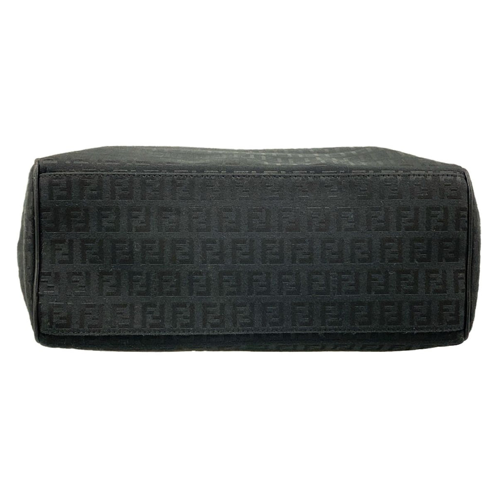 Fendi Tote Zucchino Pattern Black Leather — view 5