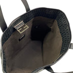 Fendi Tote Zucchino Pattern Black Leather — view 7