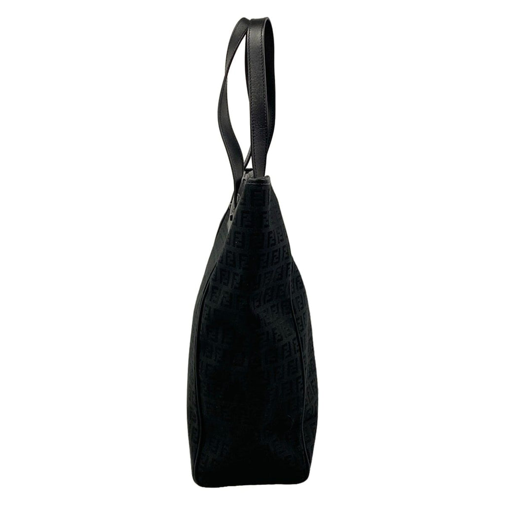 Fendi Tote Zucchino Pattern Black Leather — view 2