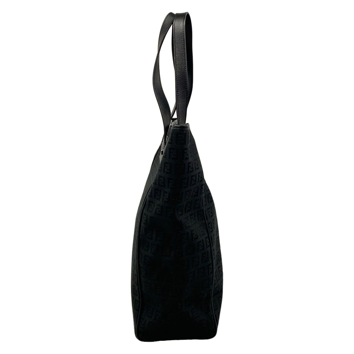 Fendi Tote Zucchino Pattern Black Leather — view 2
