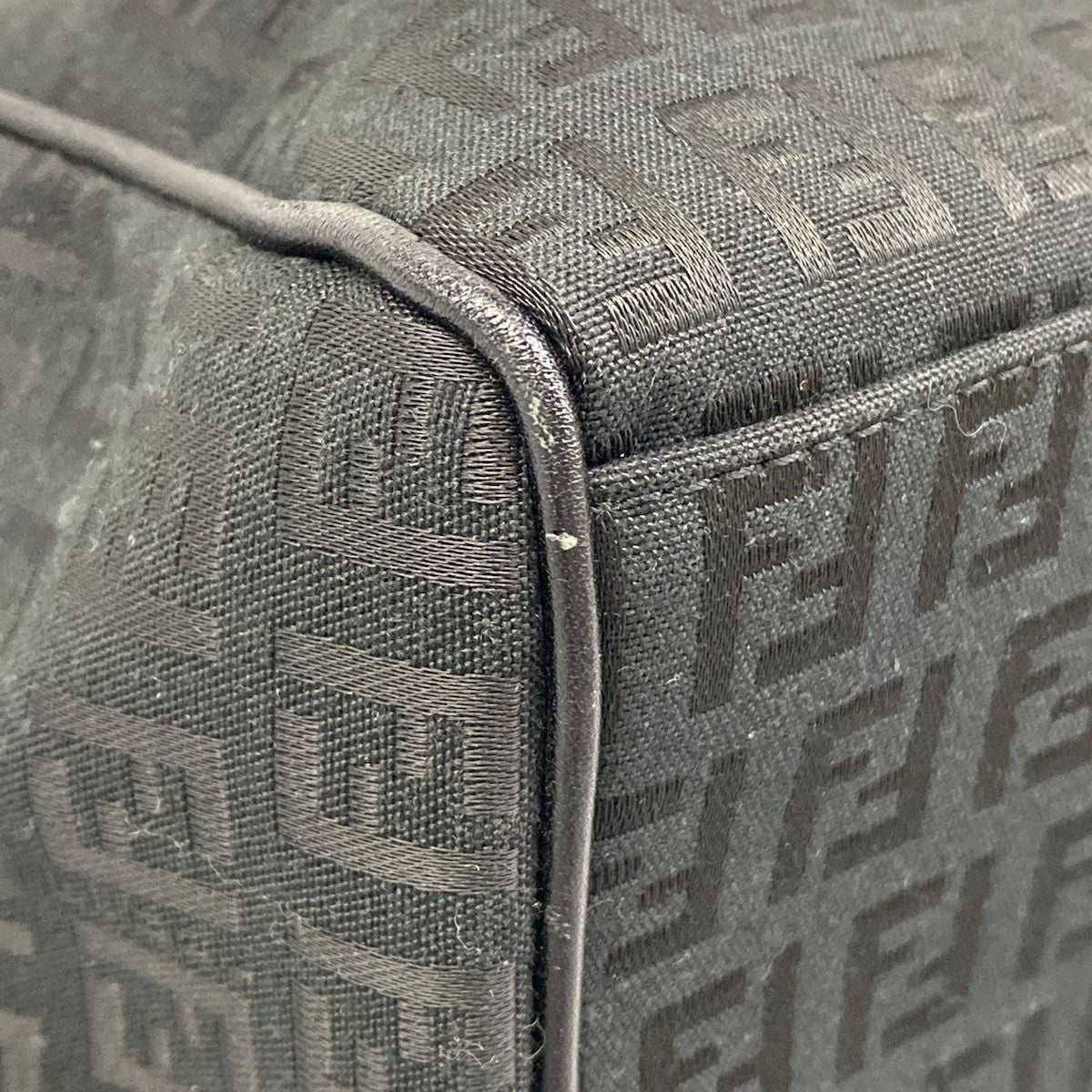 Fendi Tote Zucchino Pattern Black Leather — view 6