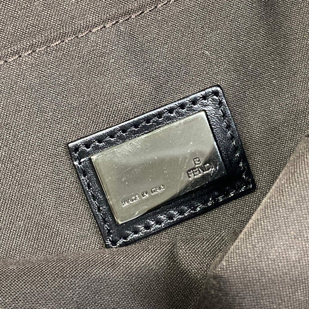 Fendi Tote Zucchino Pattern Black Leather — view 8