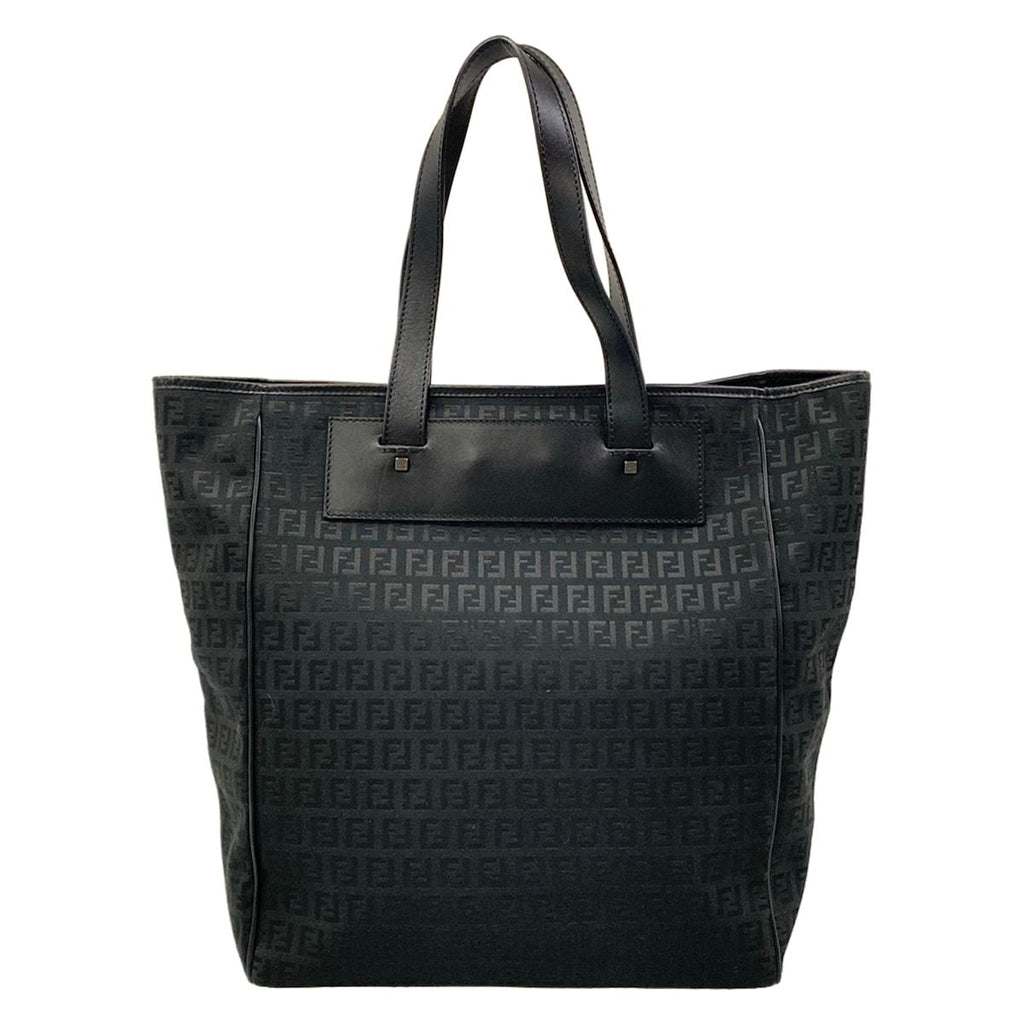 Fendi Tote Zucchino Pattern Black Leather — view 3